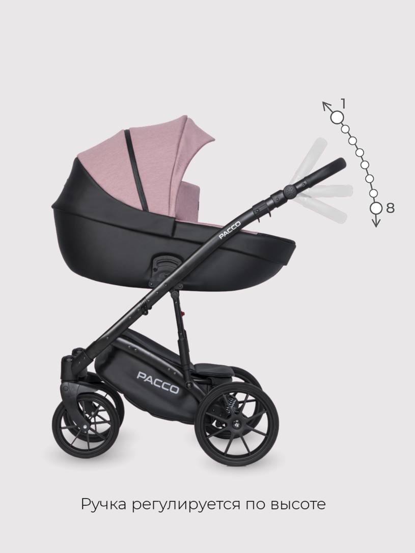 Коляска 3 в 1 Riko Basic Pacco 02 pink