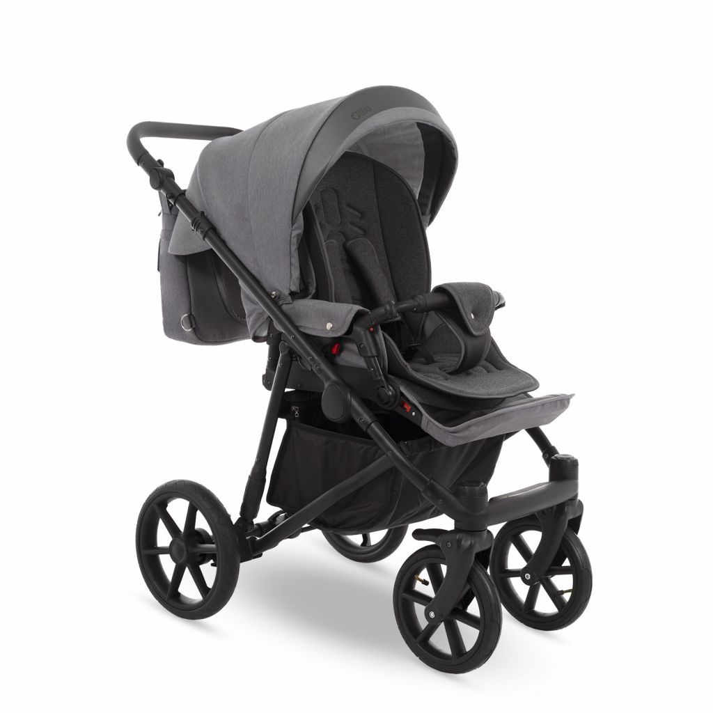 Коляска 2 в 1 Camarelo Ollio, Серый / Темно-серая эко-кожа (08)