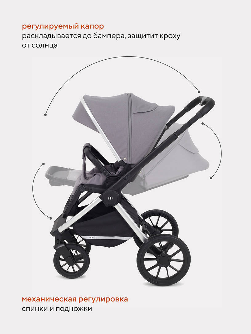 Коляска 2 в 1 Mowbaby Tilda Grey