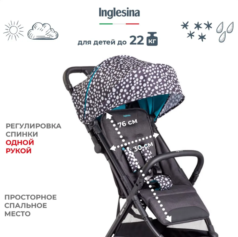Прогулочная коляска Inglesina Quid 2, Polca Dot Black