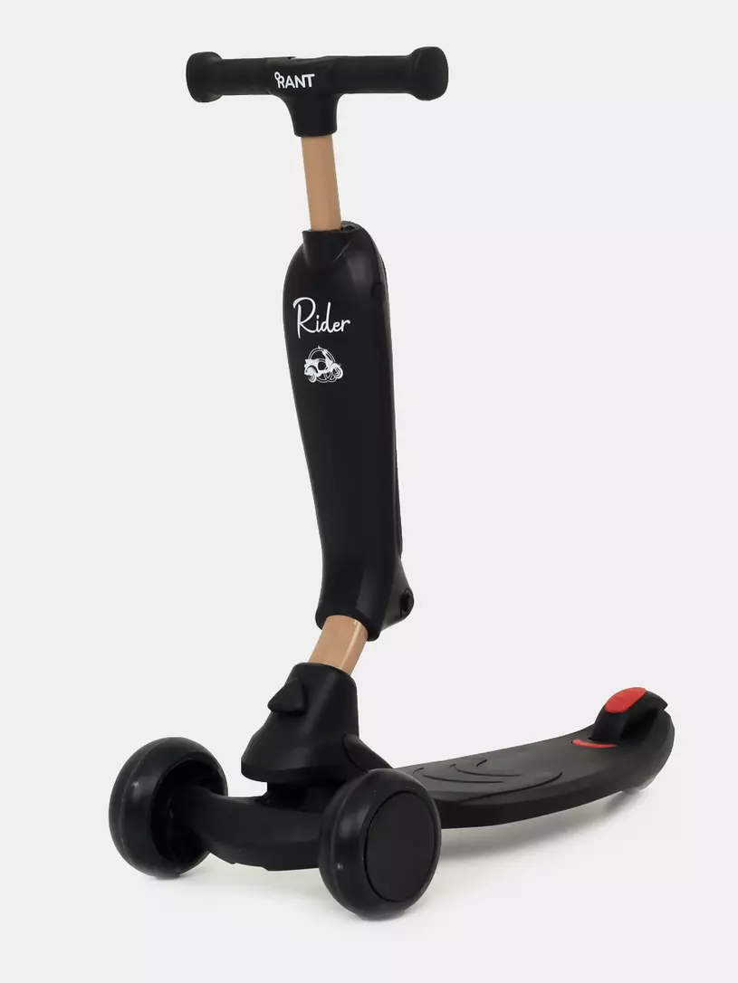 Беговел-самокат Rant Rider Plus со светящимися колесами черный