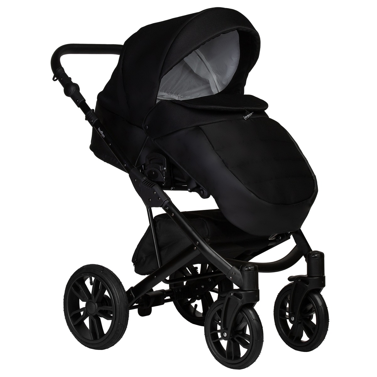 Коляска 2 в 1 Indigo Mio S, 02 (Черная кожа + Черный)