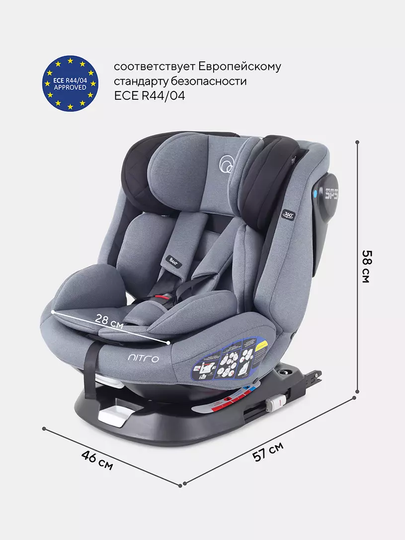 Автокресло Rant Nitro 0/1/2/3 (0-36 кг) Grey/Black