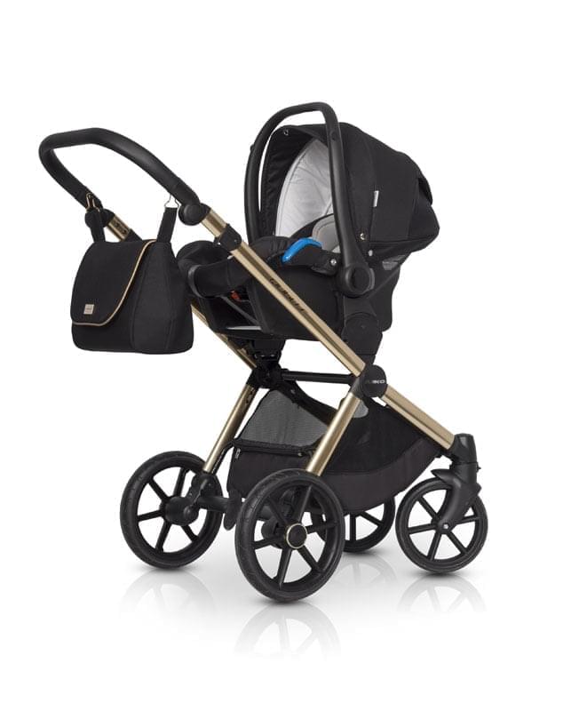 Коляска 2 в 1 Riko Qubus 05 черно-золотой