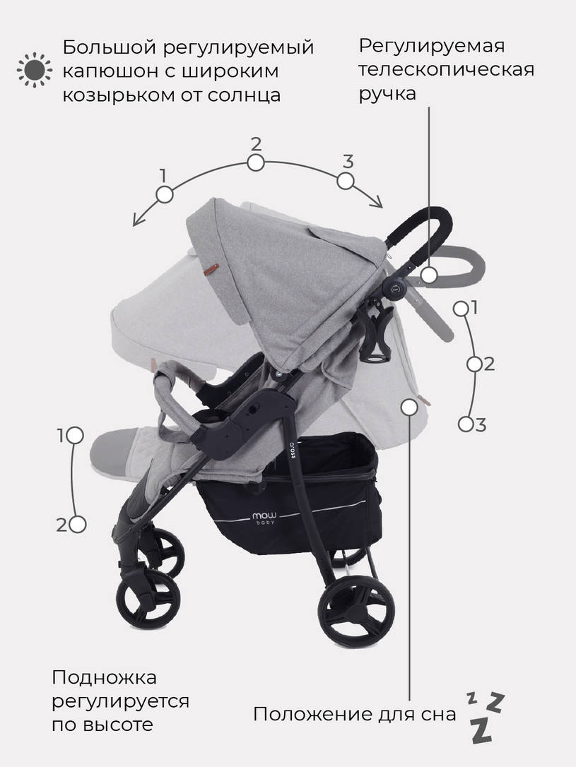 Коляска прогулочная Mowbaby Cross Gold Beige