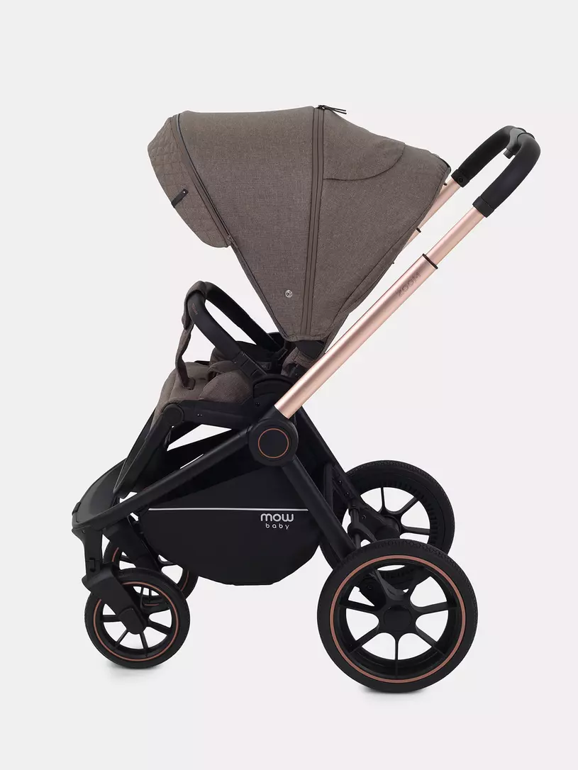 Коляска 3 в 1 Mowbaby Zoom PU gold cacao brown