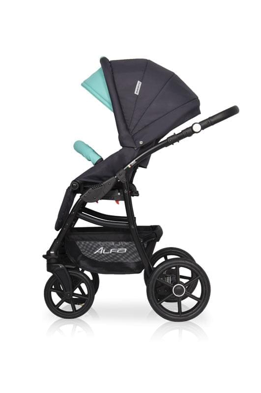 Коляска 2 в 1 Riko Basic Alfa Ecco 04 черно-голубой