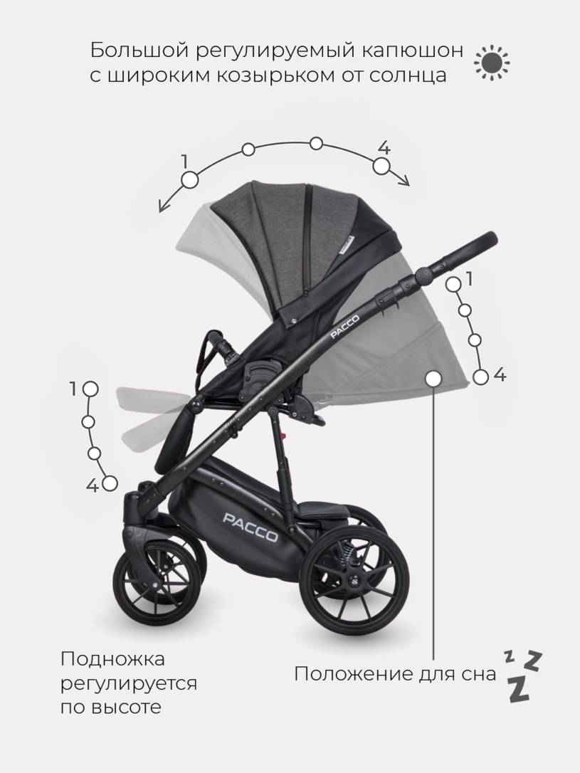 Коляска 2 в 1 RIKO BASIC PACCO 04 Carbon