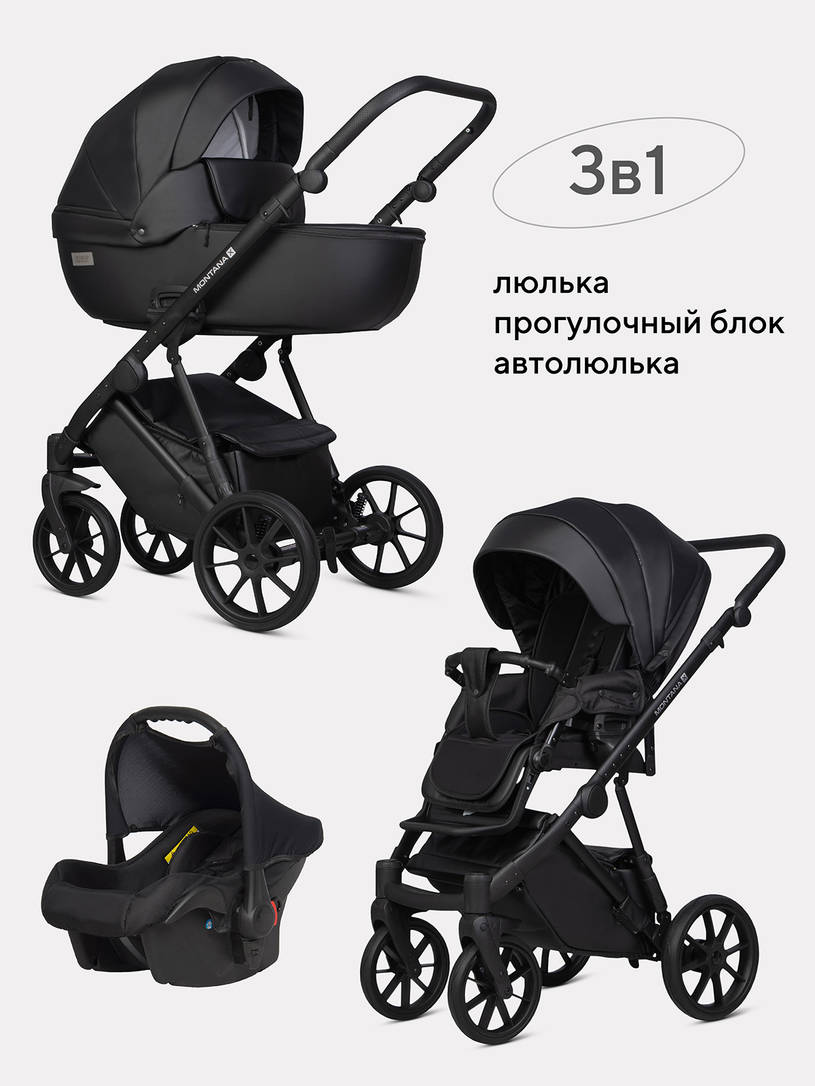 Коляска 3 в 1 Riko Basic Montana X Ecco 12 Black