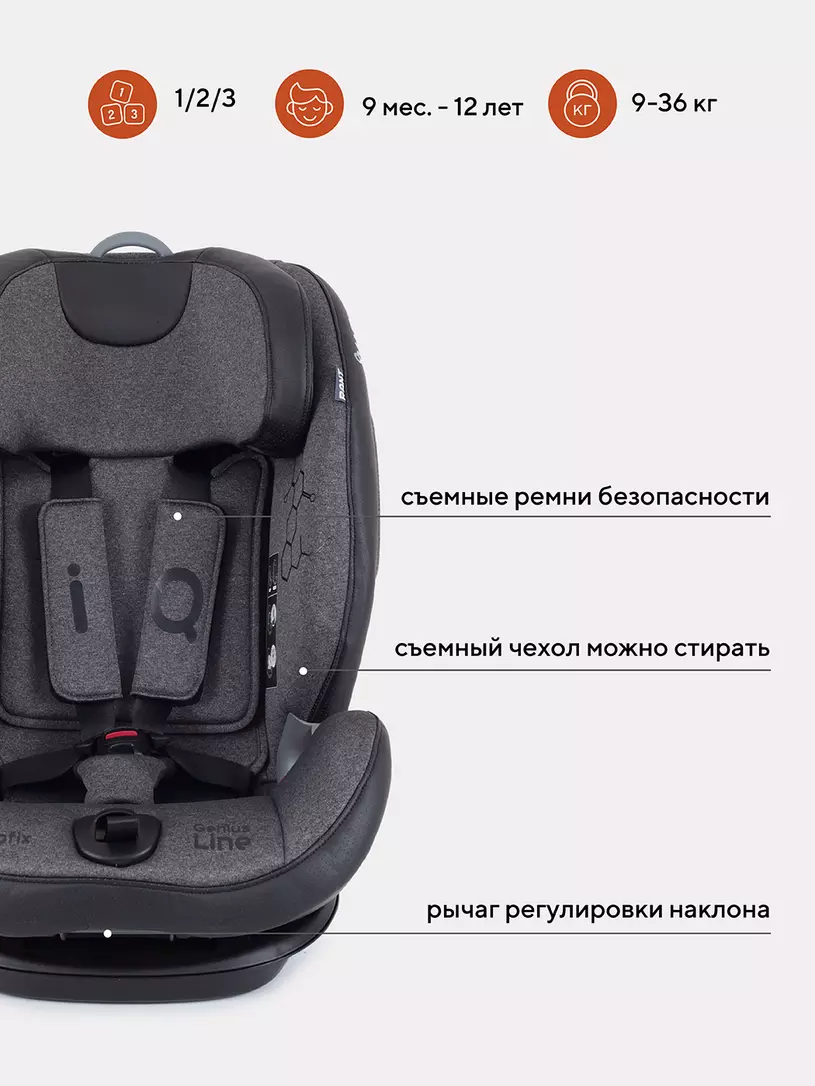 Автокресло Rant IQ isofix 1/2/3 (9-36 кг) Dark grey