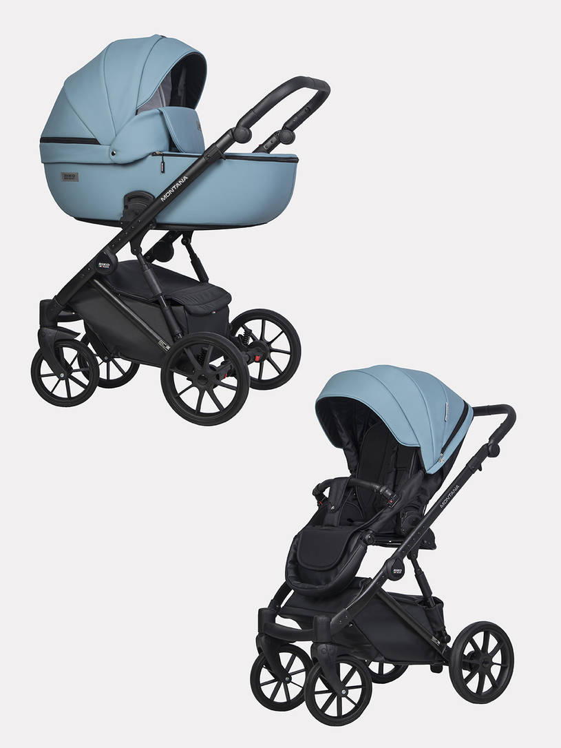 Коляска 2 в 1 Riko Basic Montana Ecco 16 blue, голубой