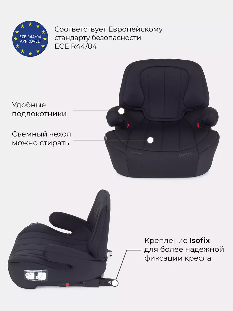 Автокресло Rant Turbo Isofix Active Line 3 (22-36 кг) Black