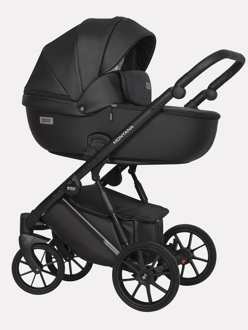 Коляска 2 в 1 Riko Basic Montana Ecco 12 Black черный