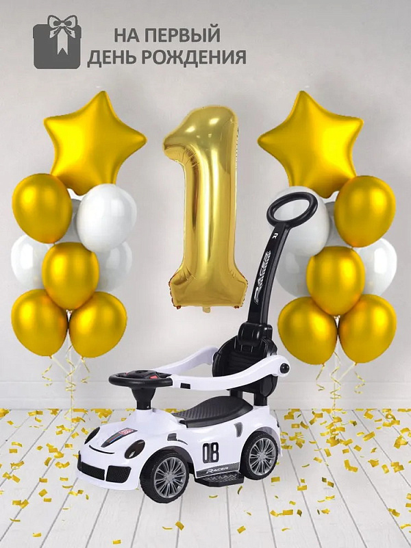 Детская каталка Sevillababy Racer 3 в 1 с ручкой 8189 white/белый