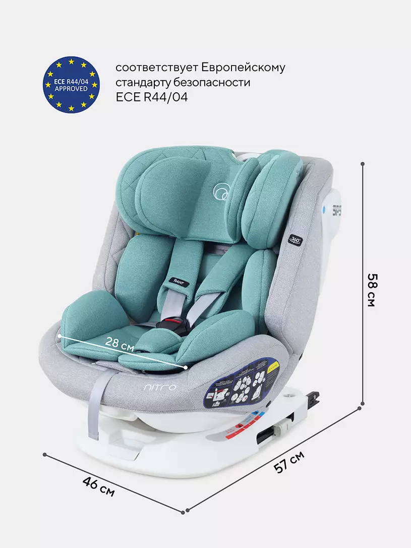 Автокресло Rant Nitro 0/1/2/3 (0-36 кг) Grey/Mint