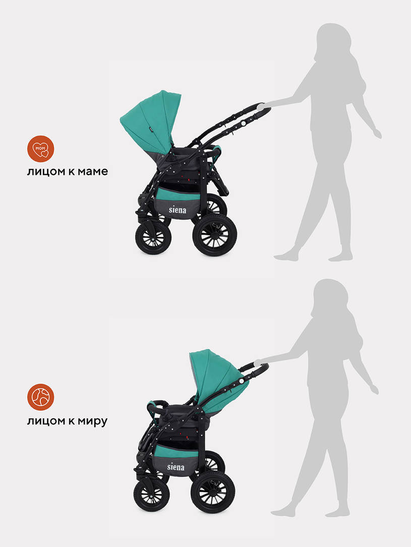 Коляска 2 в 1 Rant Siena 11 серый-темно-зеленый