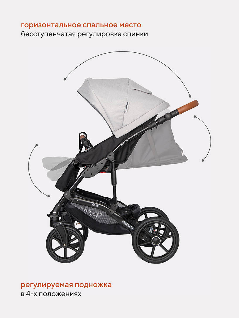 Коляска 2 в 1 Riko Basic Bella Life 01 Gray-Fox серый