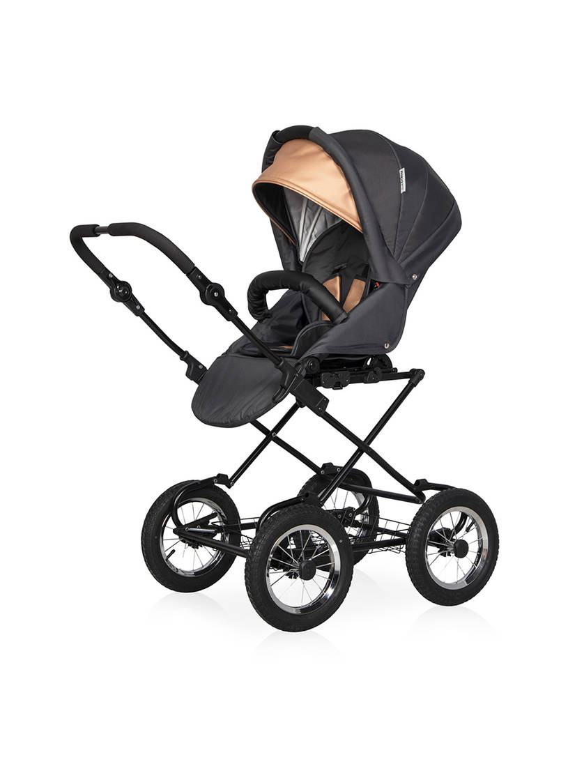 Коляска 2 в 1 Riko Basic Alfa Ecco Classic 02 черно-золотистый