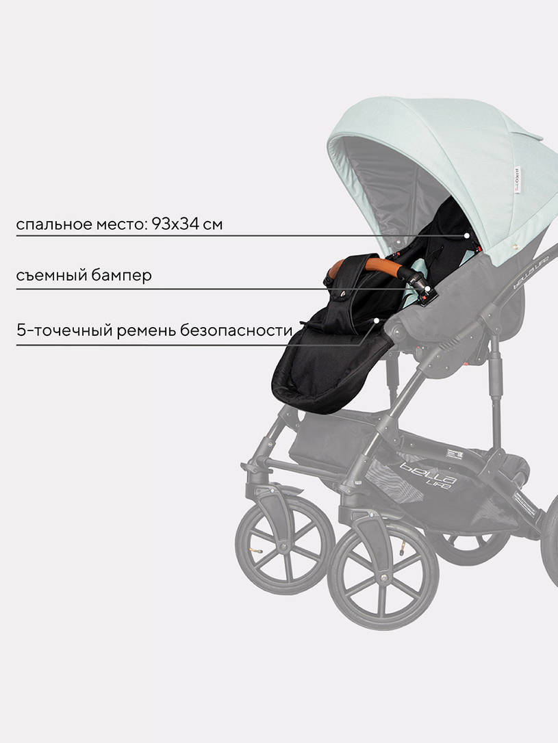Коляска 2 в 1 Riko Basic Bella Life 02 Basil мятный