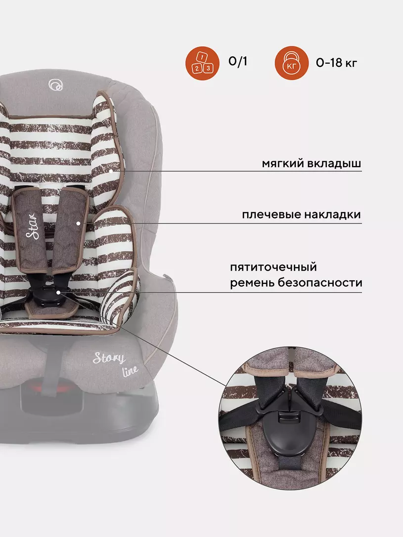 Автокресло Rant Star Story line группа 0-1 (0-18 кг), цвет: коричневый