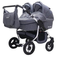Коляска для двойни 2 в 1 Bart-Plast Fenix Duo Prime 01 синий джинс