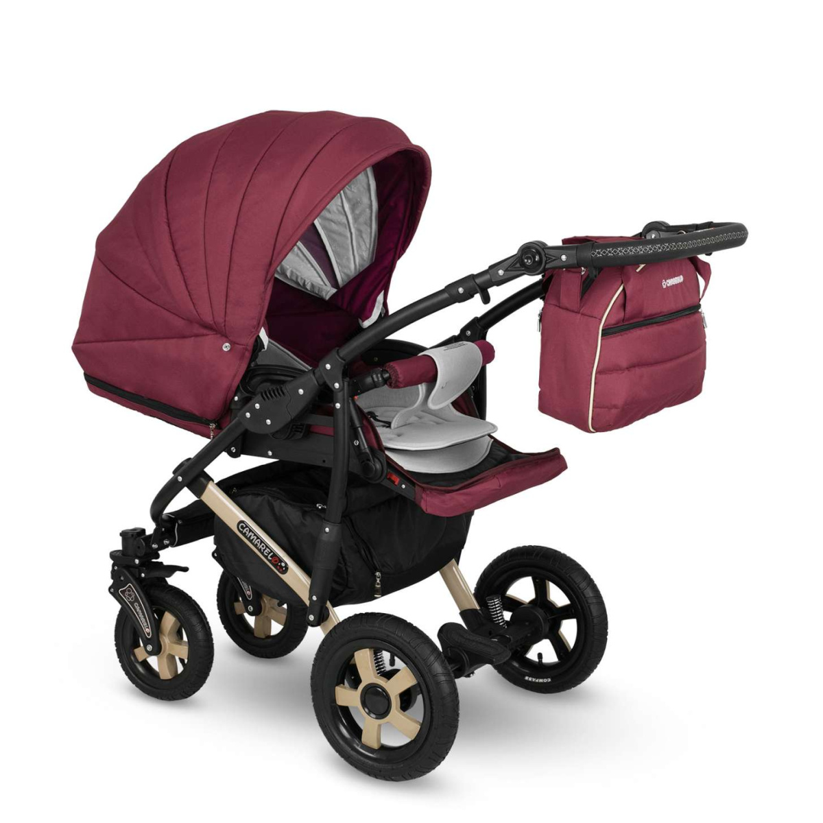Коляска Camarelo Sevilla WXSE 3 в 1 бордовый