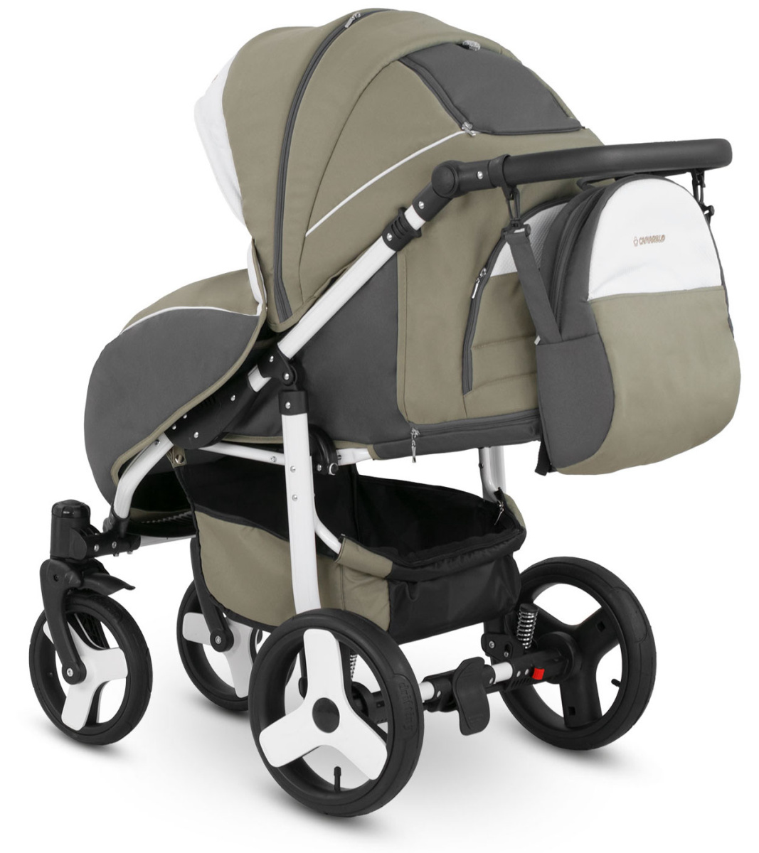Прогулочная коляска Camarelo Elf белая рама бежевый/серый