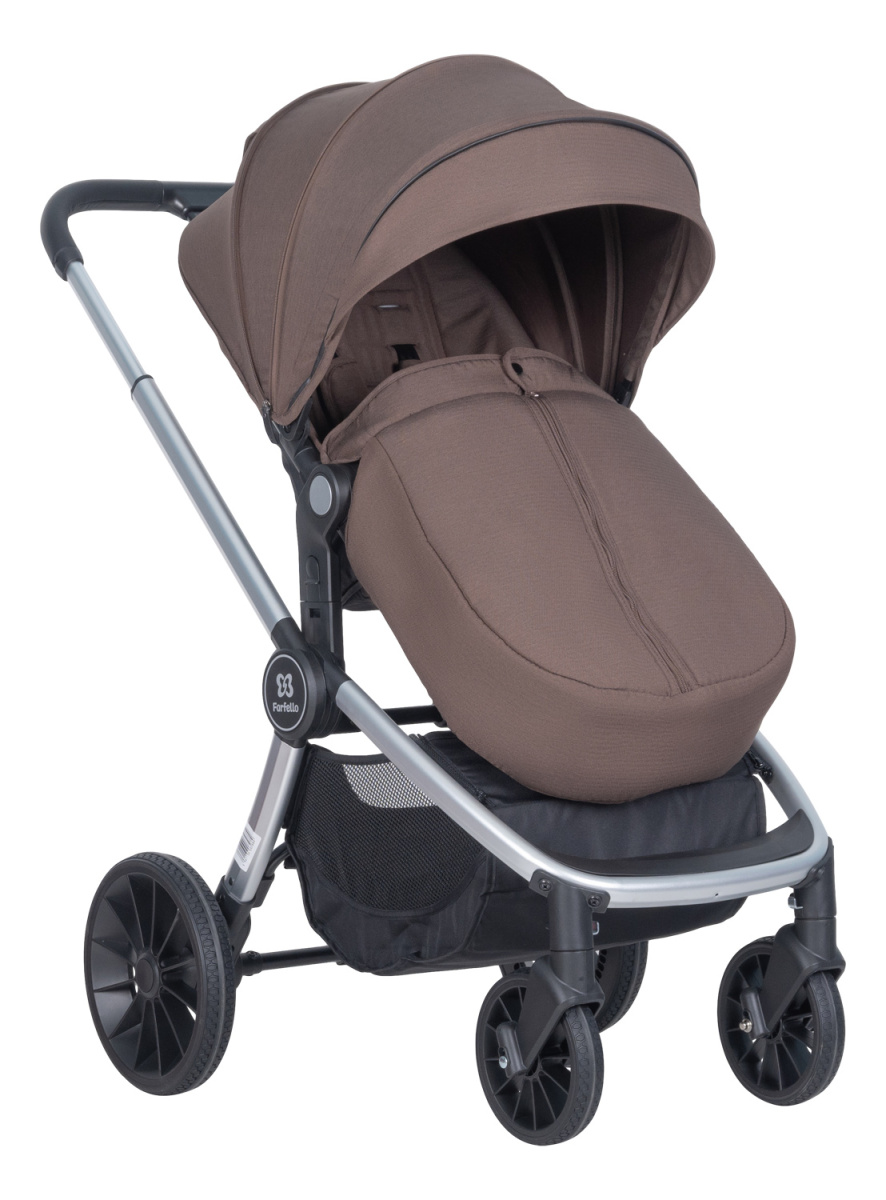 Коляска модульная 2в1 Farfello Baby shell BBS (BBS-16 Brown/Коричневый / серебро)