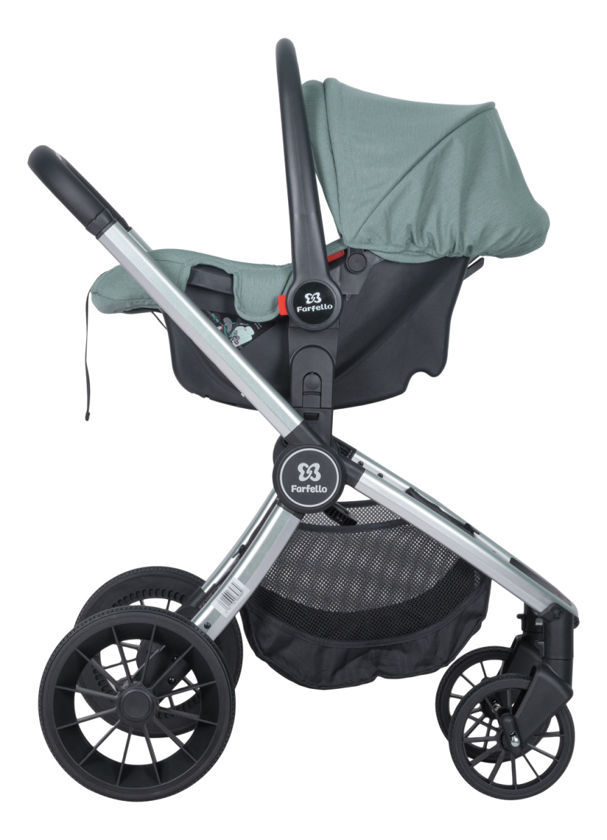 Коляска модульная 3 в 1 Farfello Baby shell BBS (BBS-33 green/зеленый/ серебро)