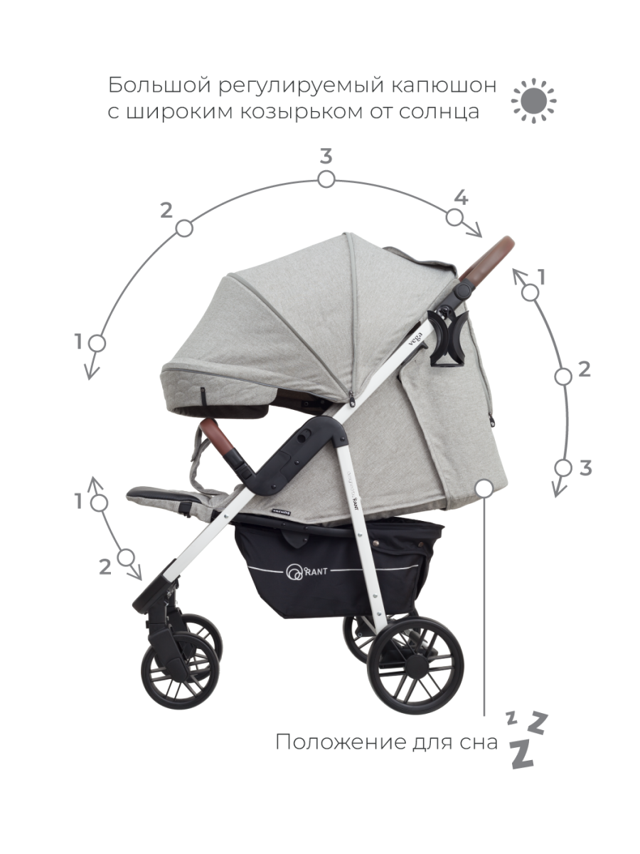 Коляска прогулочная Rant Vega Trends Lines grey (2021). Цвет: Серый линии