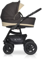 Коляска 3 в 1 Riko Basic Alfa 09 черно-бежевый