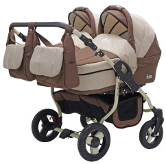 Коляска для двойни 2 в 1 Bart-Plast Fenix Duo 05 коричнево-бежевый