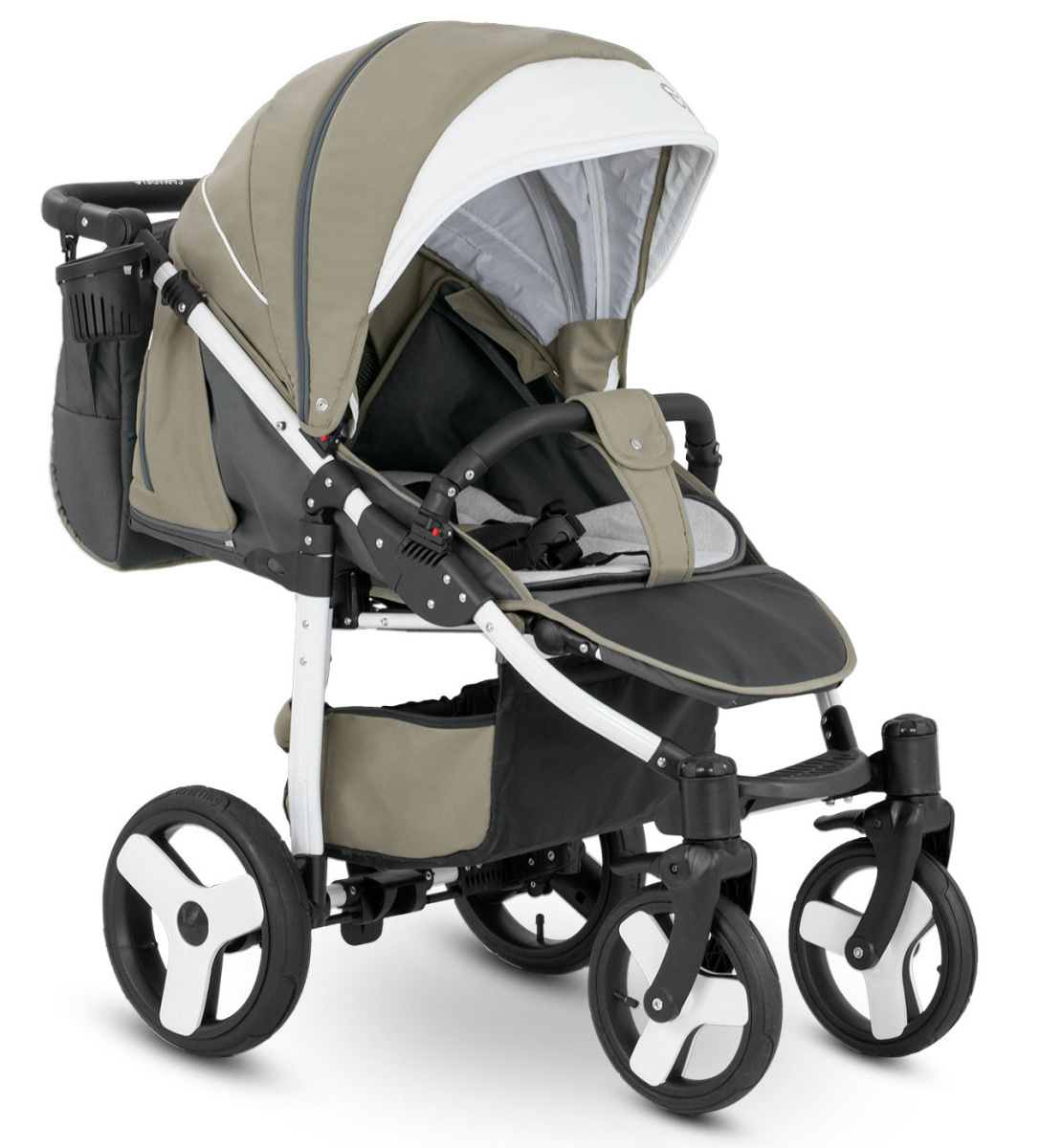 Прогулочная коляска Camarelo Elf белая рама бежевый/серый