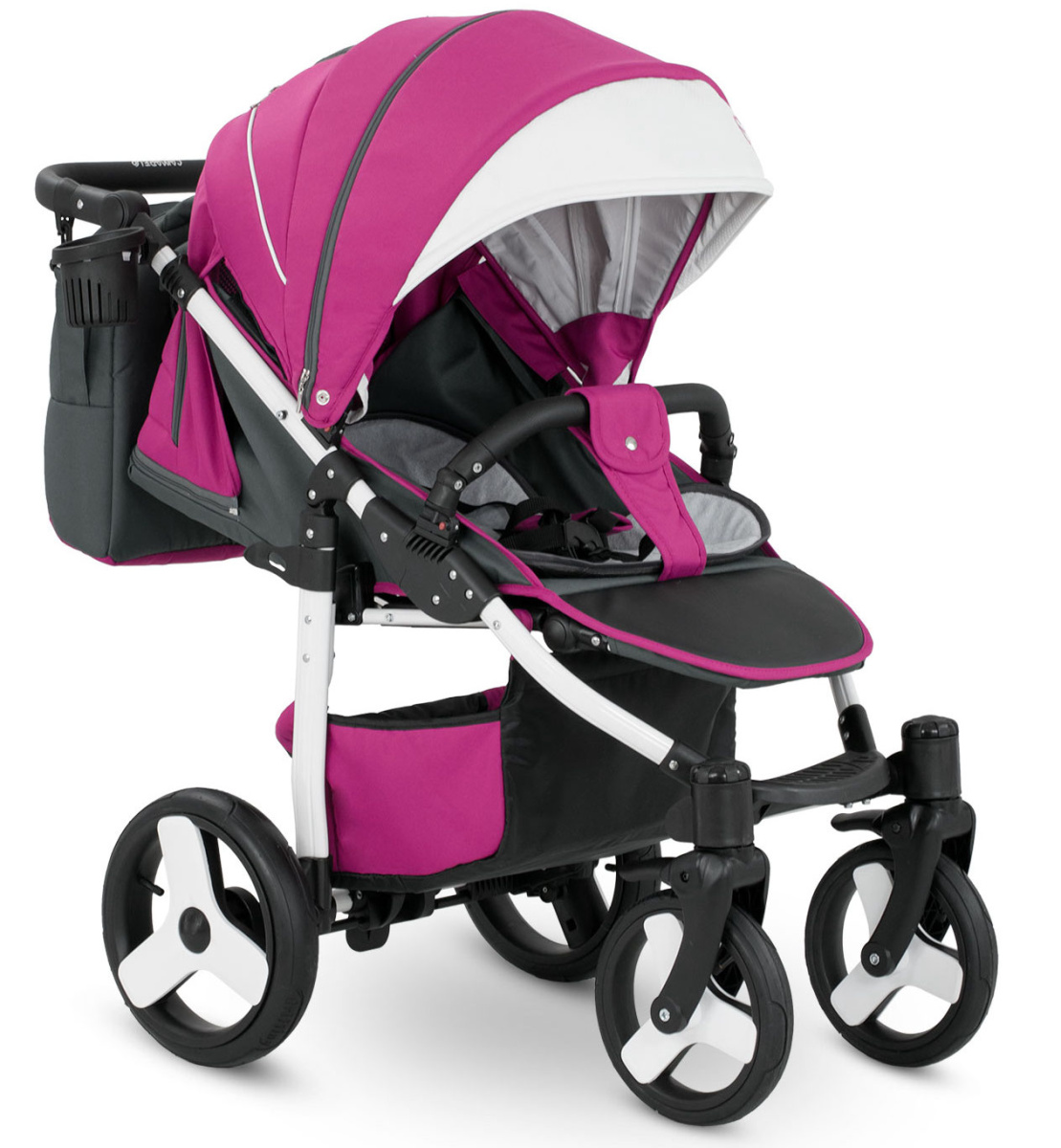 Прогулочная коляска Camarelo Elf белая рама фуксия/темно-серый
