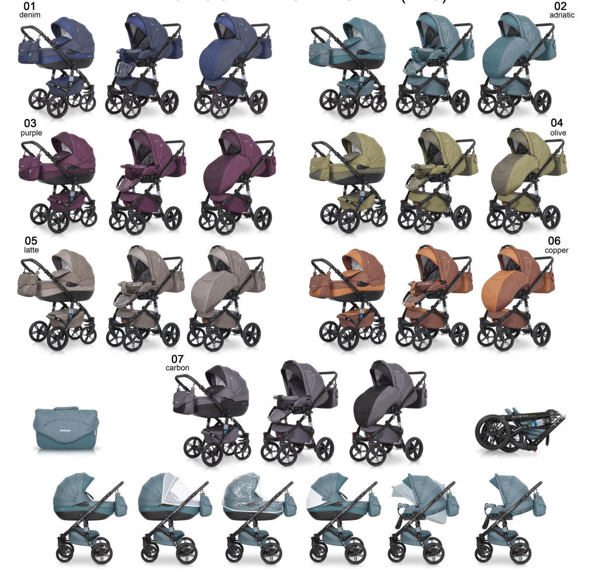 Коляска 2 в 1 Riko Bruno Natural 02 бирюзовый