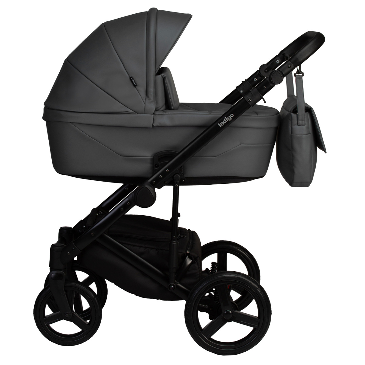 Коляска 2в1 Indigo LAMAR - La 07 (т.серая кожа)