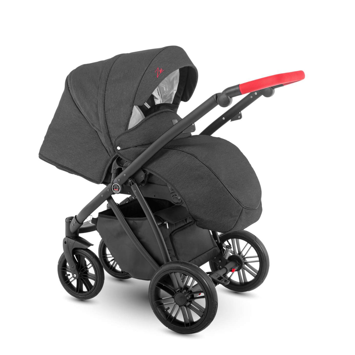 Коляска Camarelo Zeo 2 в 1 экокожа темно-серый меланж/серый