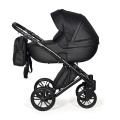 Коляска 2 в 1 Indigo PORTO - Po 08 (черная кожа+черный узор)