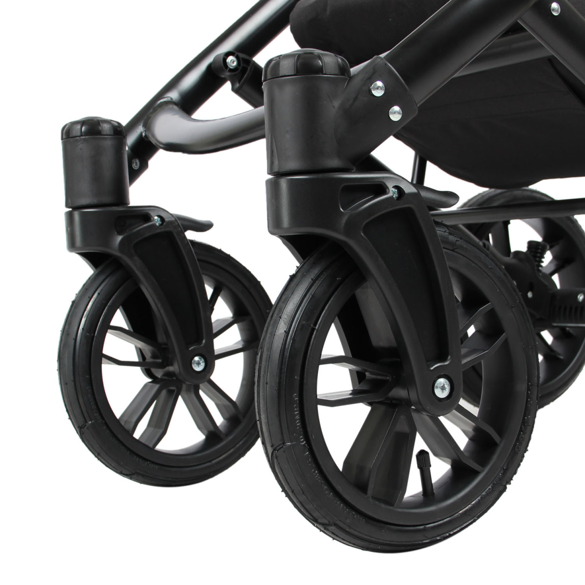 Коляска 2 в 1 Indigo MIO - Mi 07 (черная кожа+черный узор)