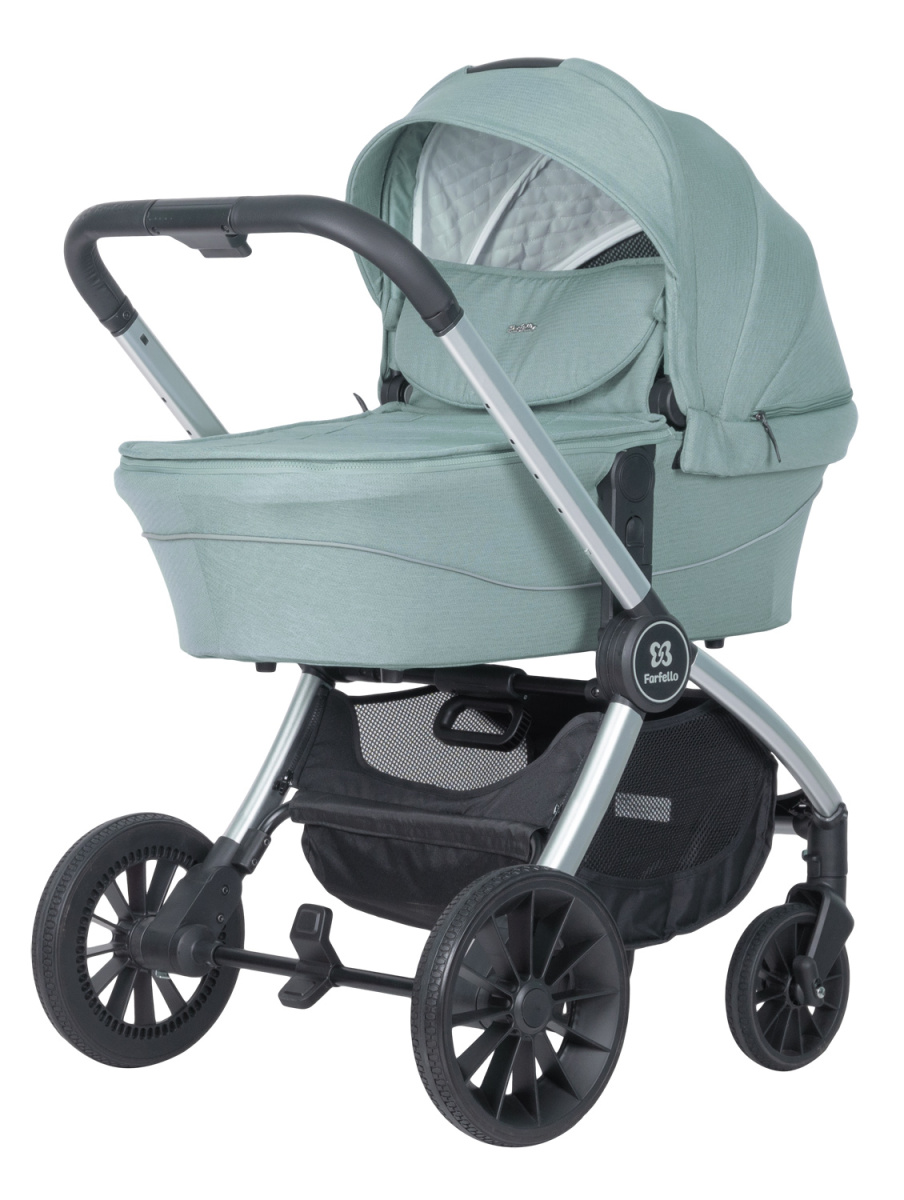 Коляска модульная 3 в 1 Farfello Baby shell BBS (BBS-33 green/зеленый/ серебро)