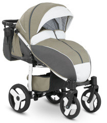 Прогулочная коляска Camarelo Elf белая рама бежевый/серый